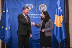 European Union’s Special Envoy for the Kosovo-Serbia dialogue, Miroslav Lajčák and President of Kosovo, Vjosa Osmani