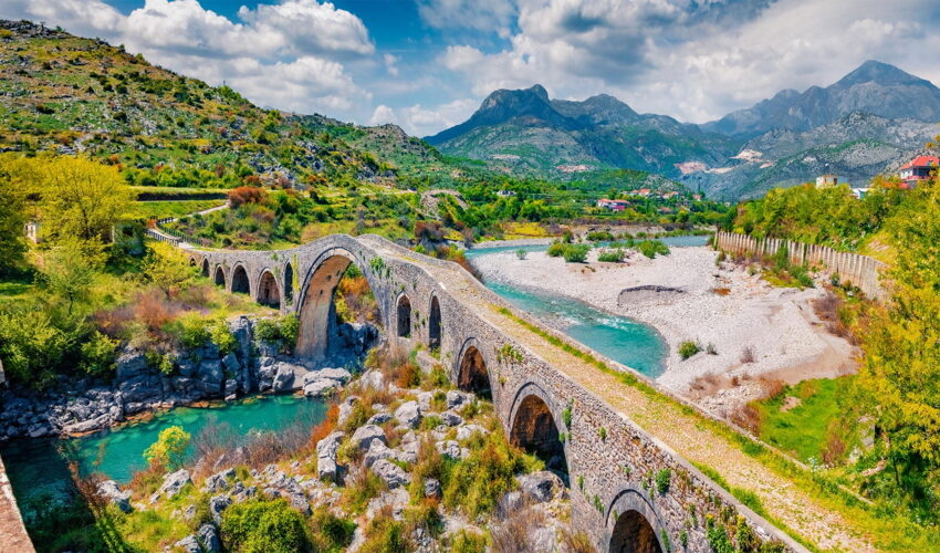 Mesi Bridge over the Kir River in Shkodër.