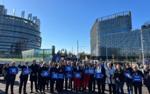 Democratic Party staged a sensitization campaign outside the European Parliament.