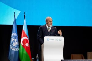 Edi Rama speaking at the COP29 Climate Summit in Baku.