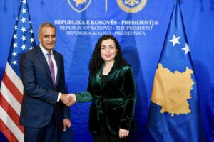 U.S. Deputy Secretary of State for Management and Resources Richard R. Verma and Kosovo's President Vjosa Osmani.