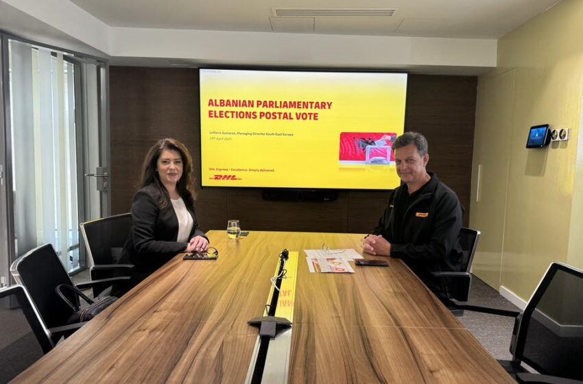 Luela Hajdaraga, the Ambassador of the Republic of Albania to Greece, and Lefteris Samaras, the General Manager of DHL Express Greece.