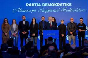 Sali Berisha, leader of the Democratic Party.